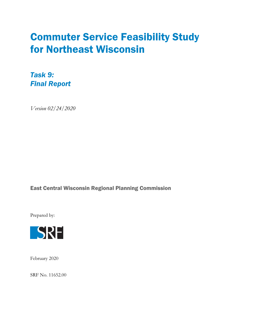 Commuter Service Feasibility Study for Northeast Wisconsin