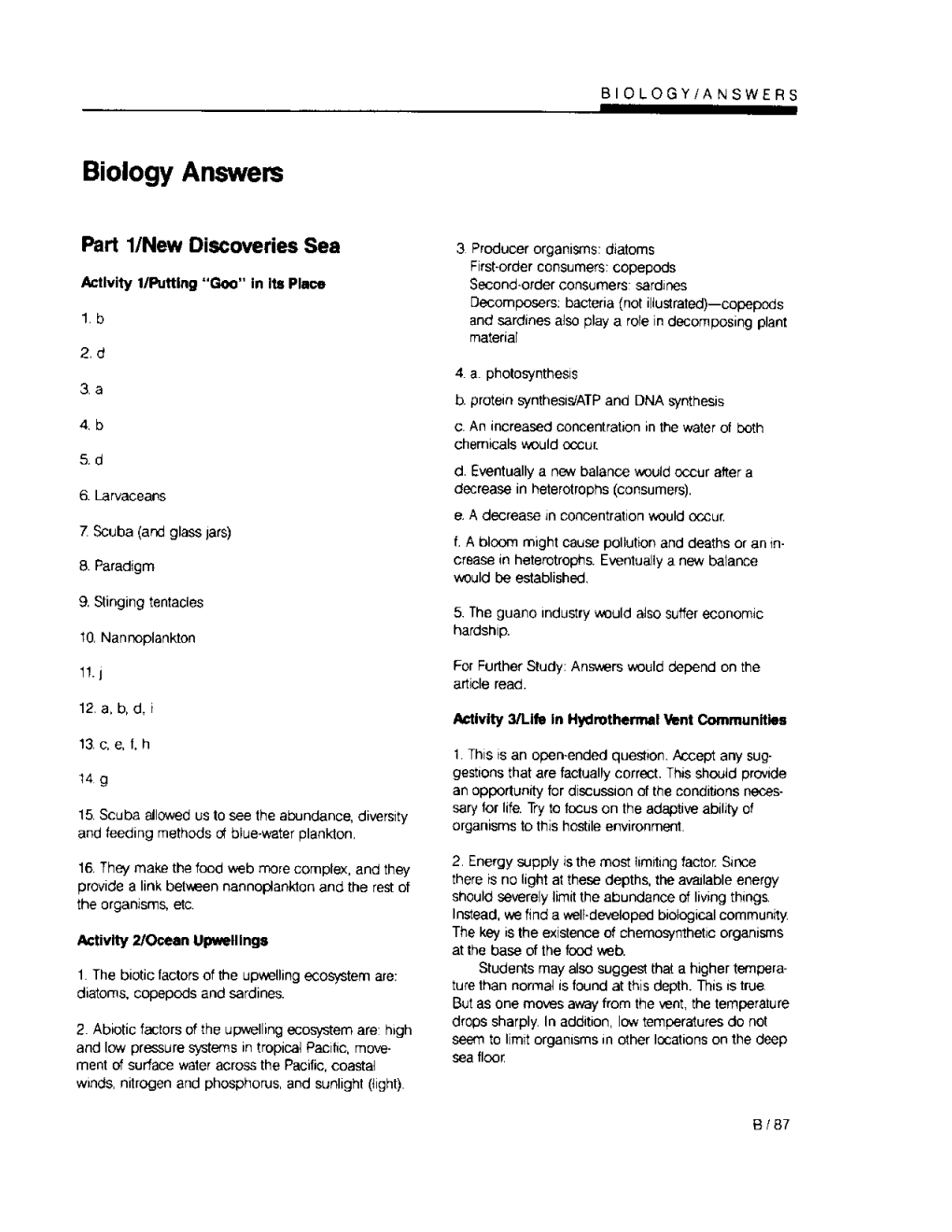 Biology Answers
