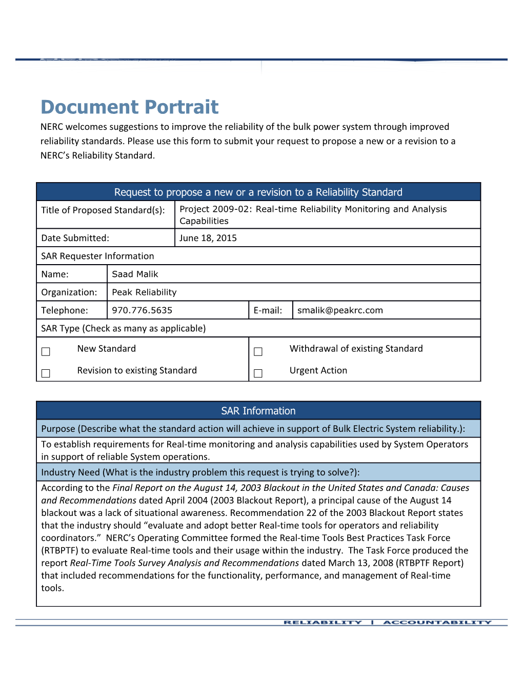 Standards Authorization Request Form