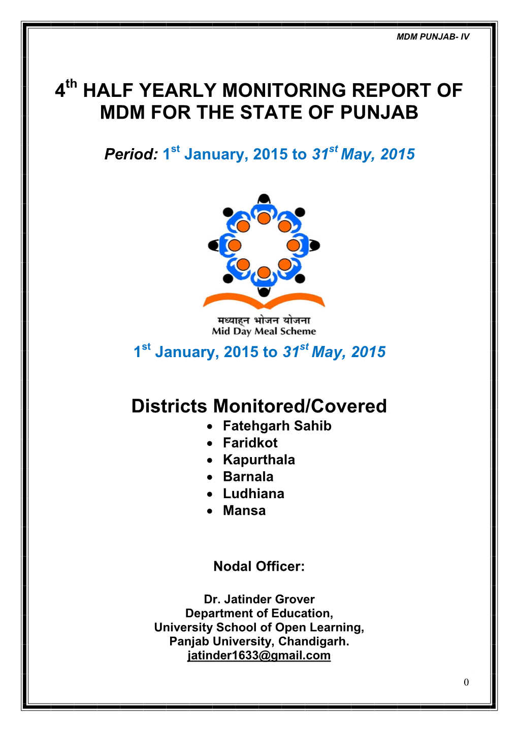 4 Half Yearly Monitoring Report of Mdm for The