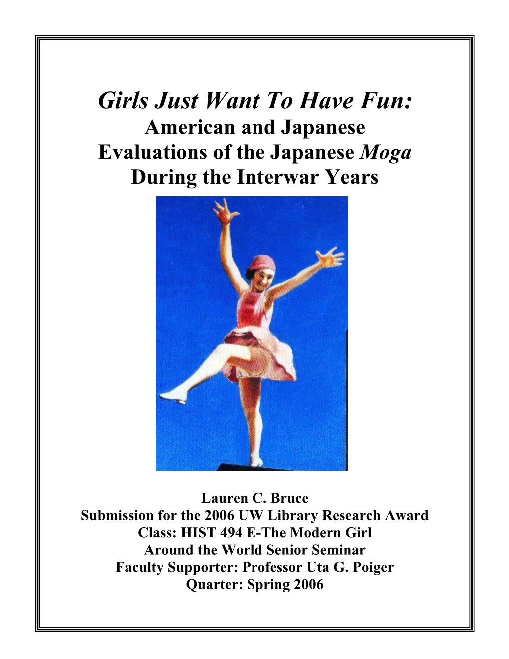 Girls Just Want to Have Fun: American and Japanese Evaluations of the Japanese Moga During the Interwar Years