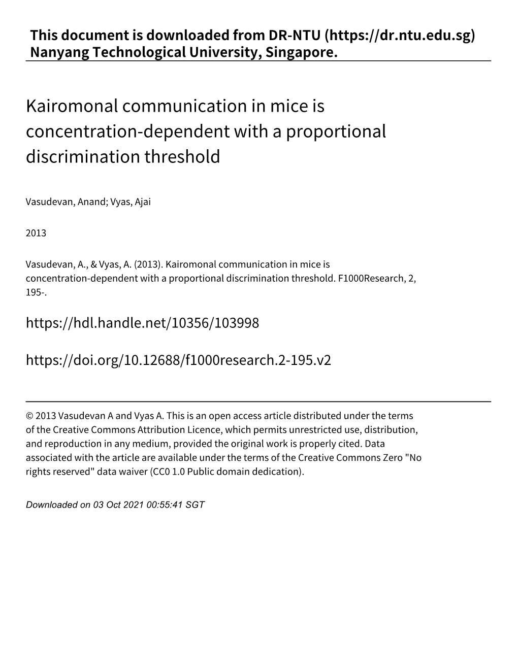 Kairomonal Communication in Mice Is Concentration‑Dependent with a Proportional Discrimination Threshold