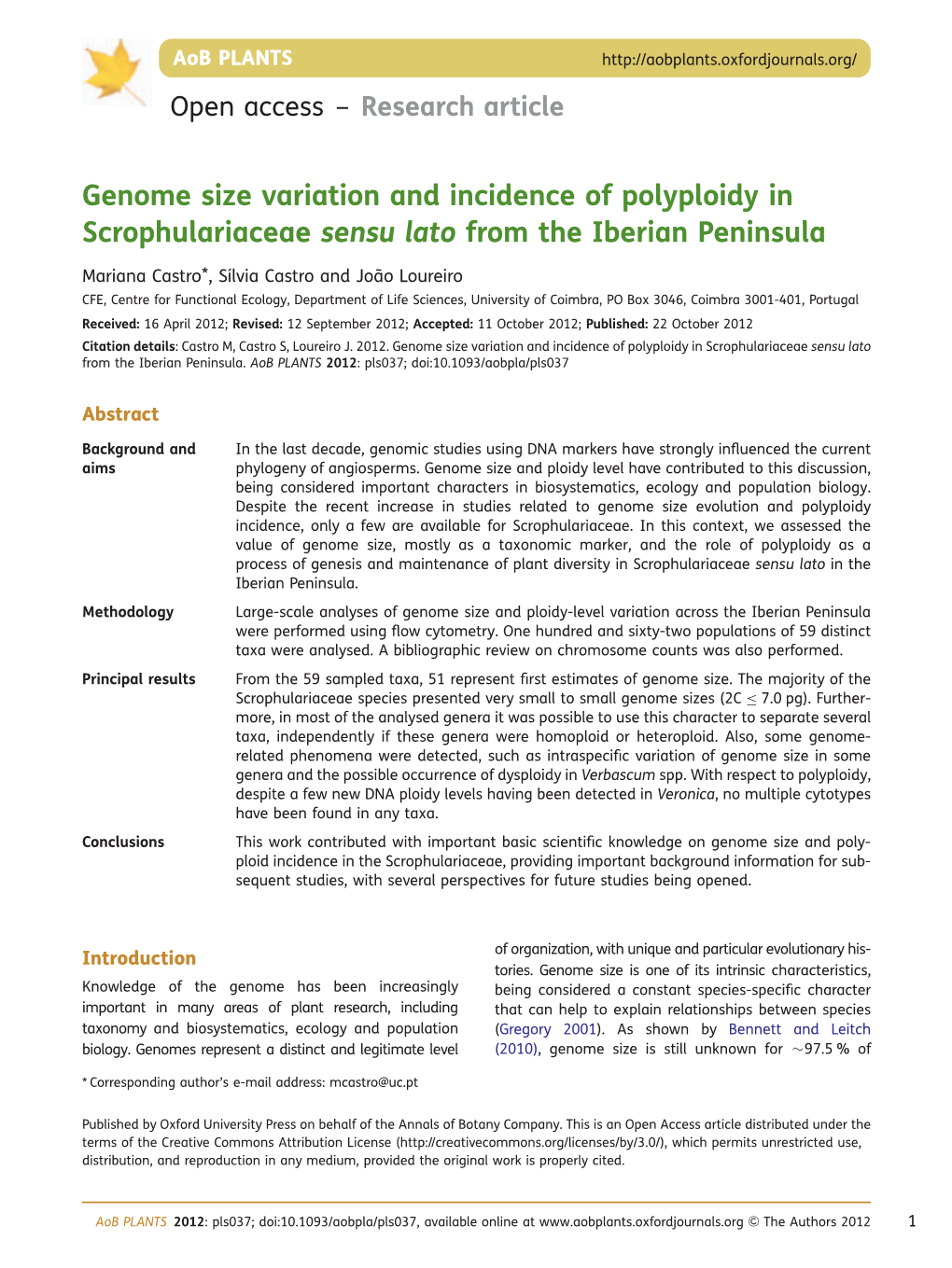 Genome Size Variation and Incidence of Polyploidy in Scrophulariaceae Sensu Lato from the Iberian Peninsula