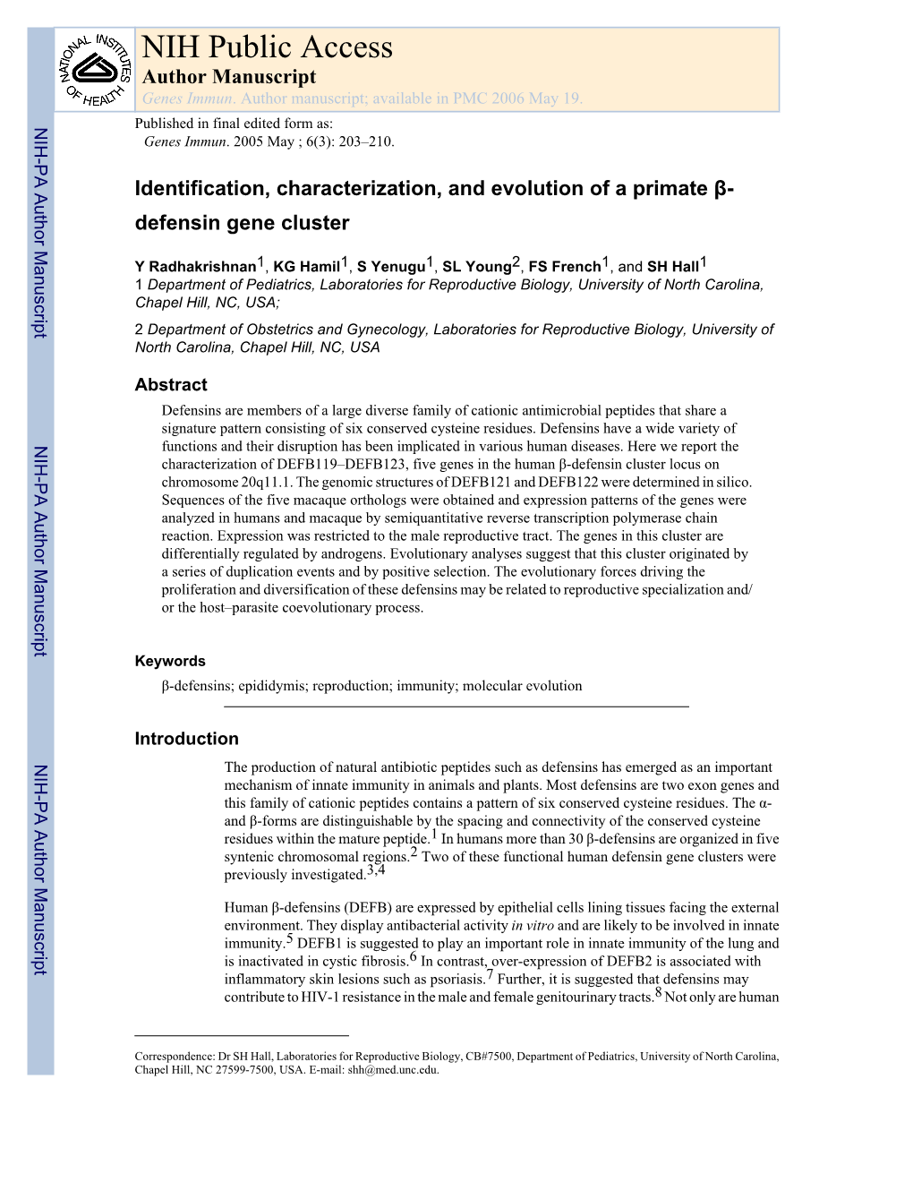 NIH Public Access Author Manuscript Genes Immun