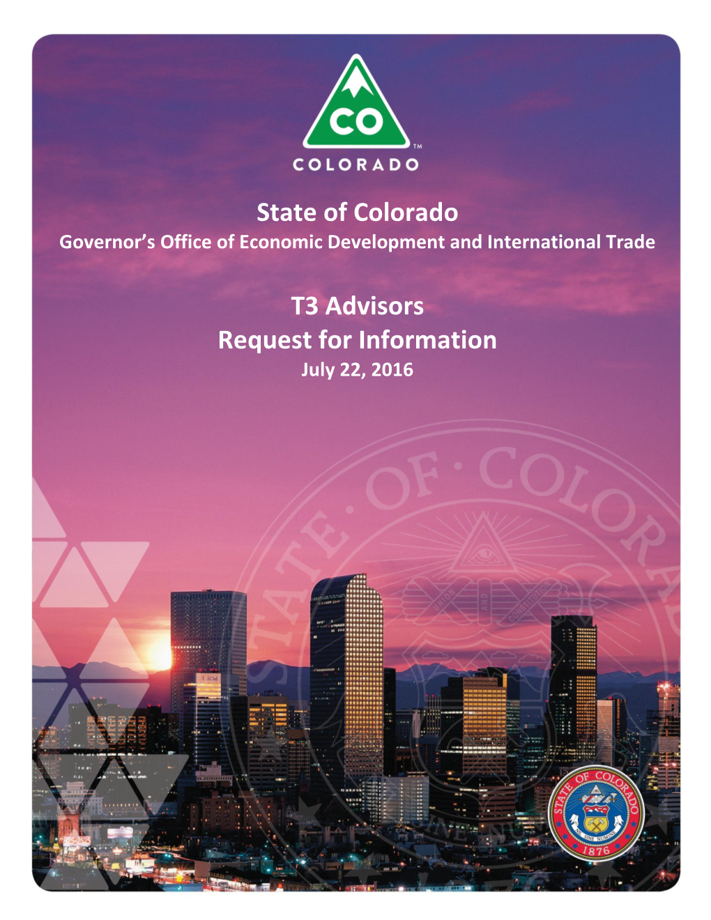 State of Colorado T3 Advisors Request for Information