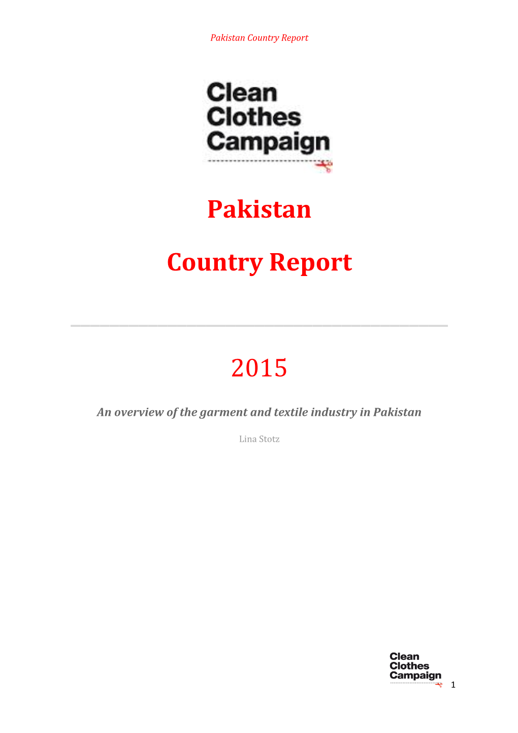 Pakistan Country Report