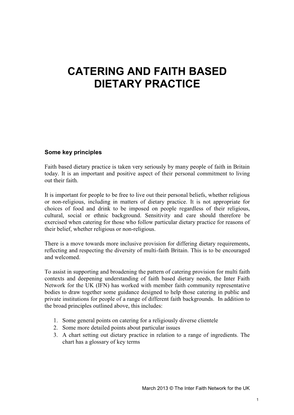 Catering and Faith Based Dietary Practice