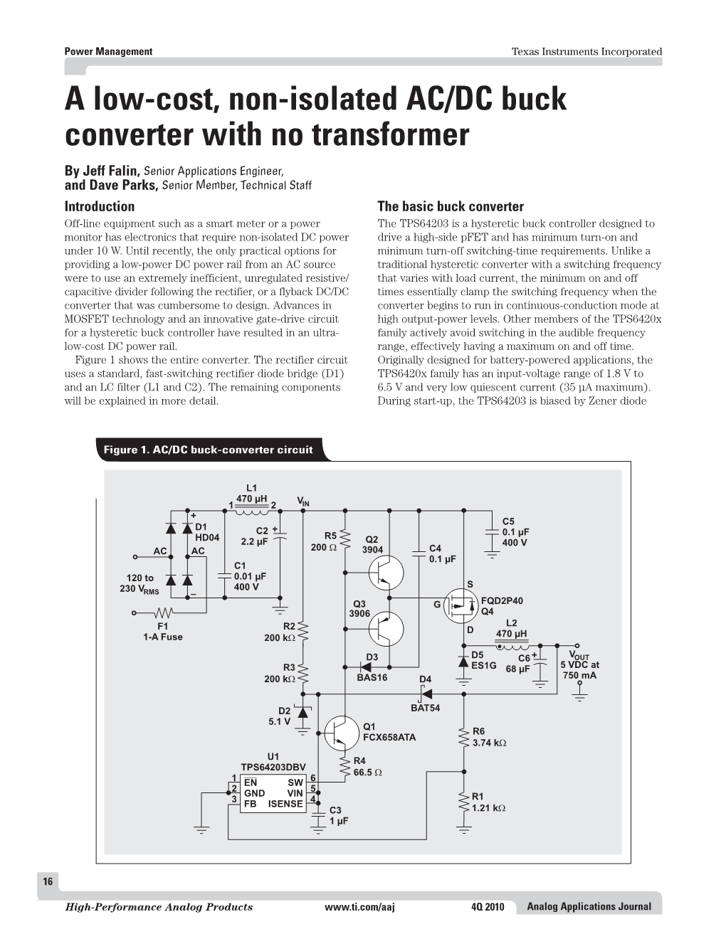 A Low-Cost, Non-Isolated AC/DC Buck Converter with No Transformer