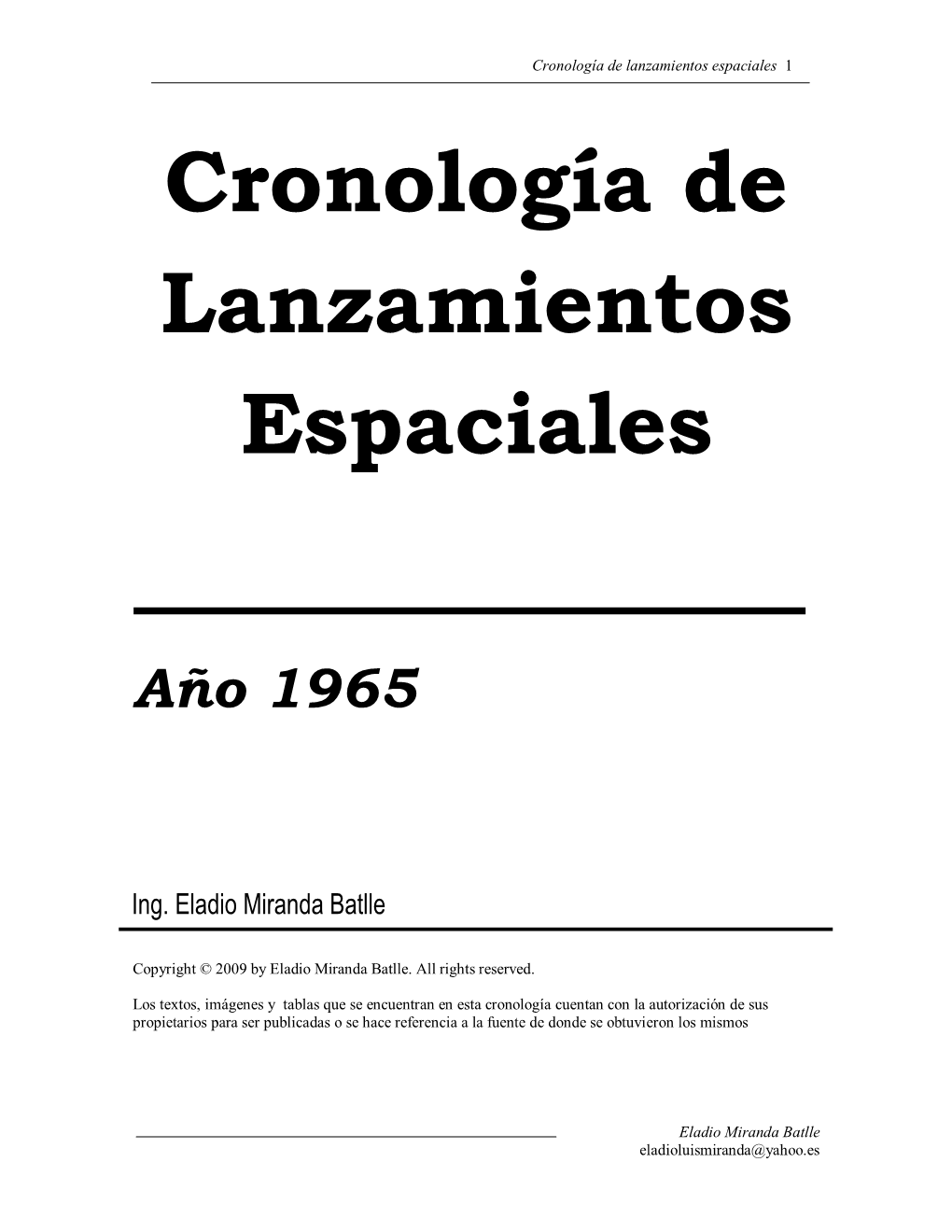 Cronología De Lanzamientos Espaciales 1