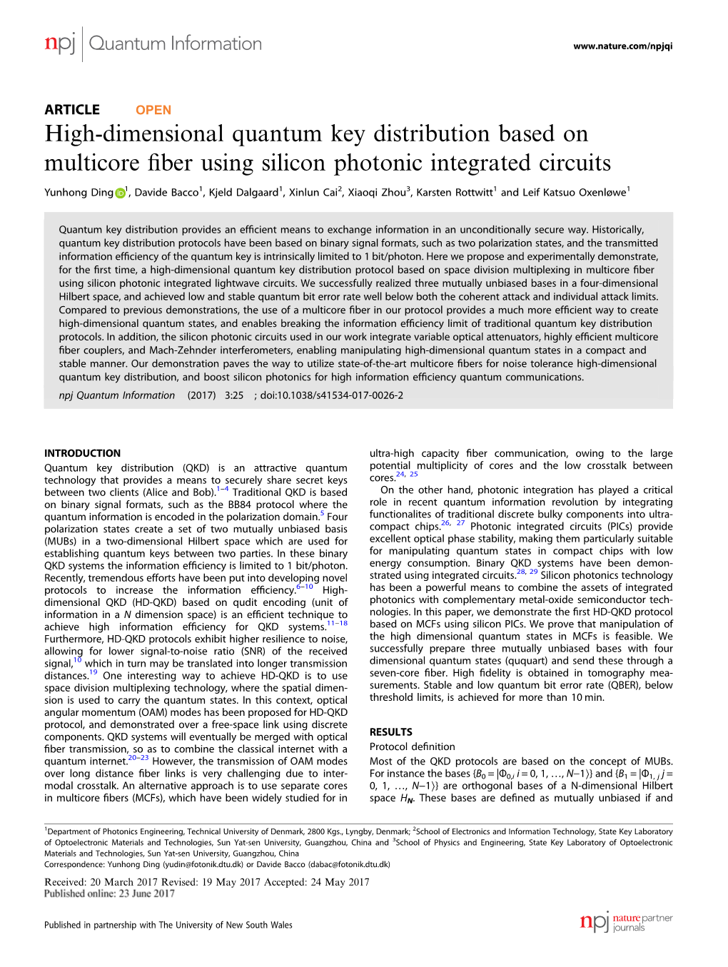 High-Dimensional Quantum Key Distribution Based on Multicore Fiber