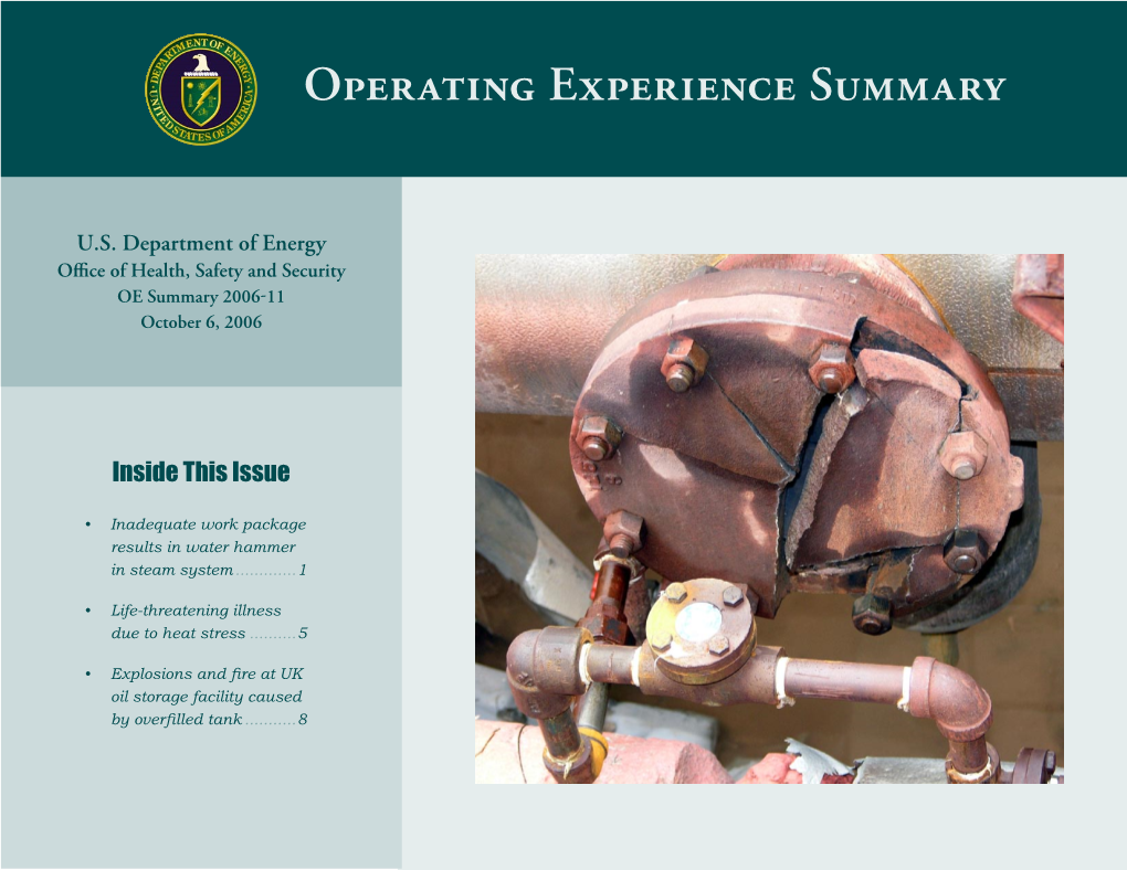 Operating Experience Summary 2006-11