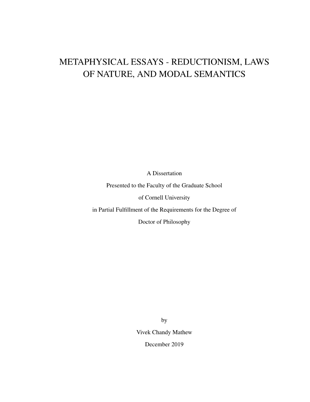 Reductionism, Laws of Nature, and Modal Semantics