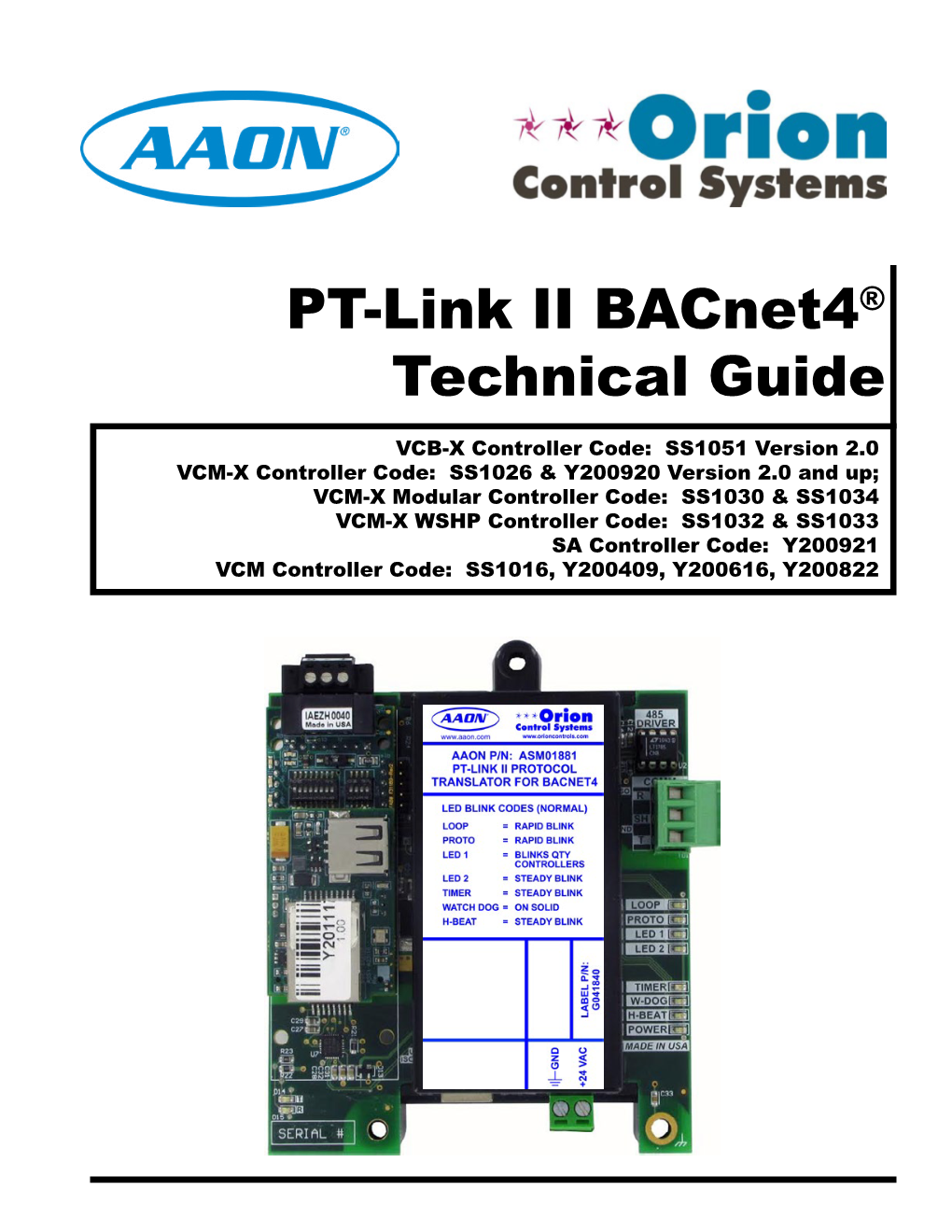 PT-Link II Bacnet4® Technical Guide