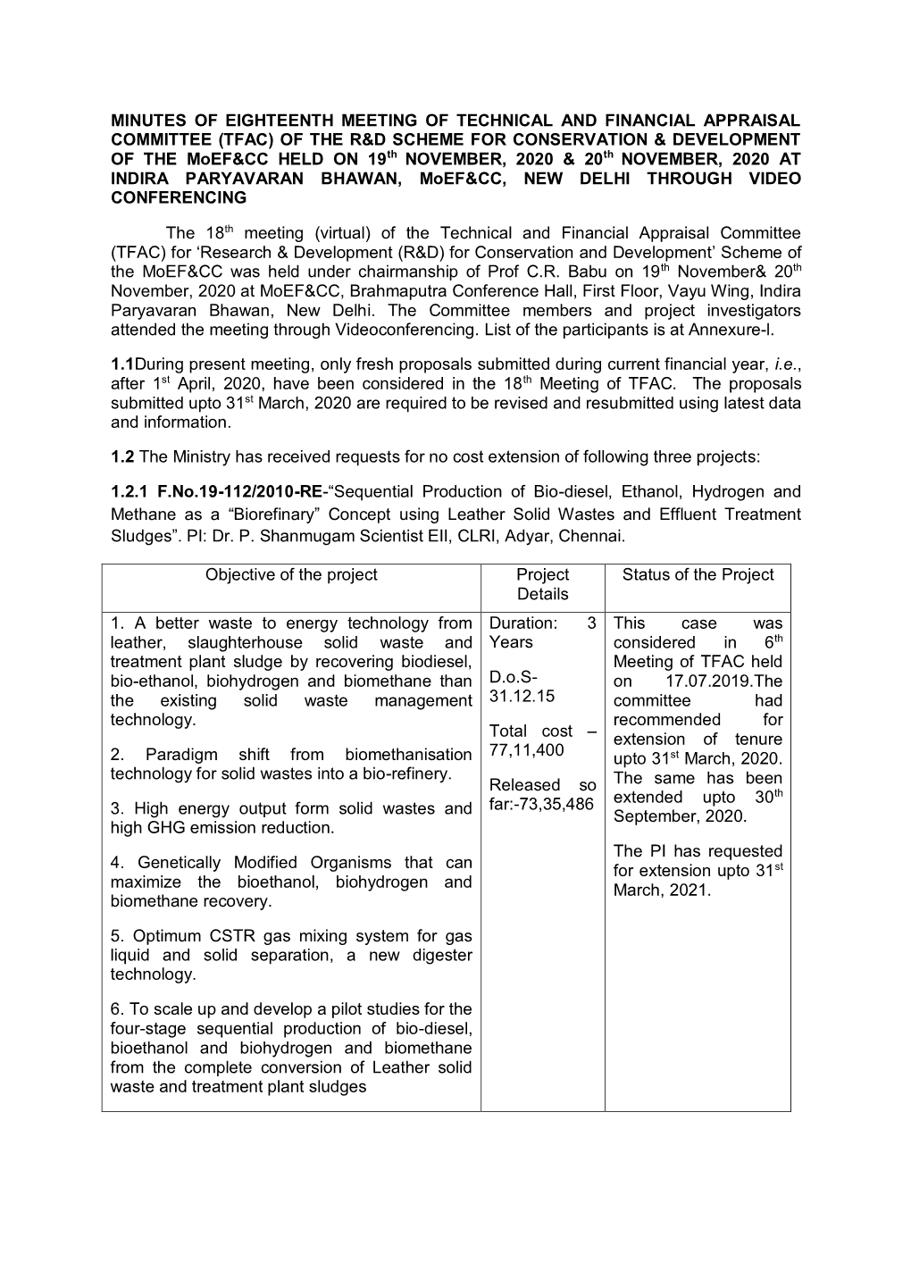 (Tfac) of the R&D Scheme for Conservation