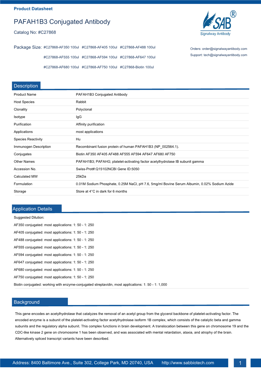 PAFAH1B3 Conjugated Antibody