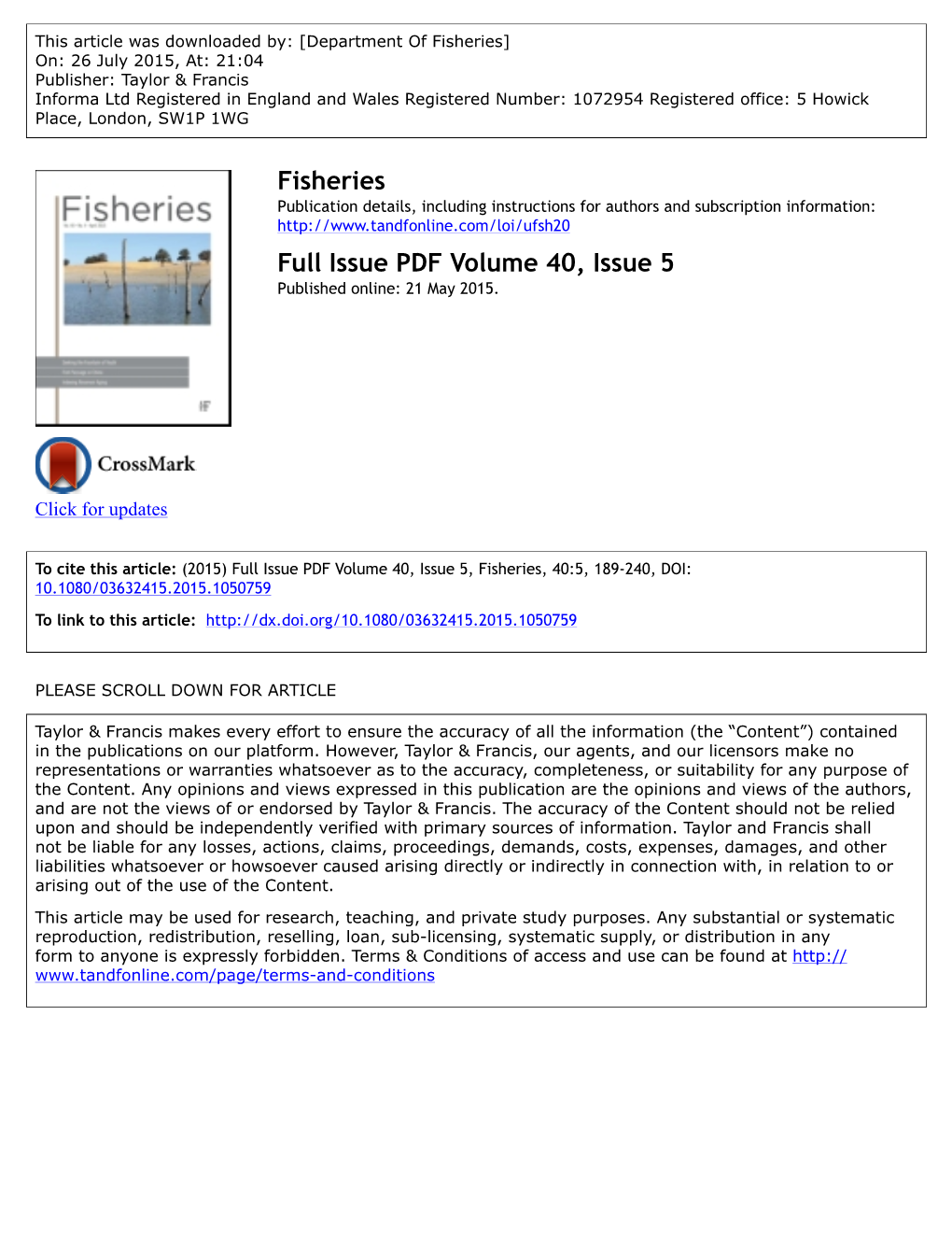 Fisheries Full Issue PDF Volume 40, Issue 5