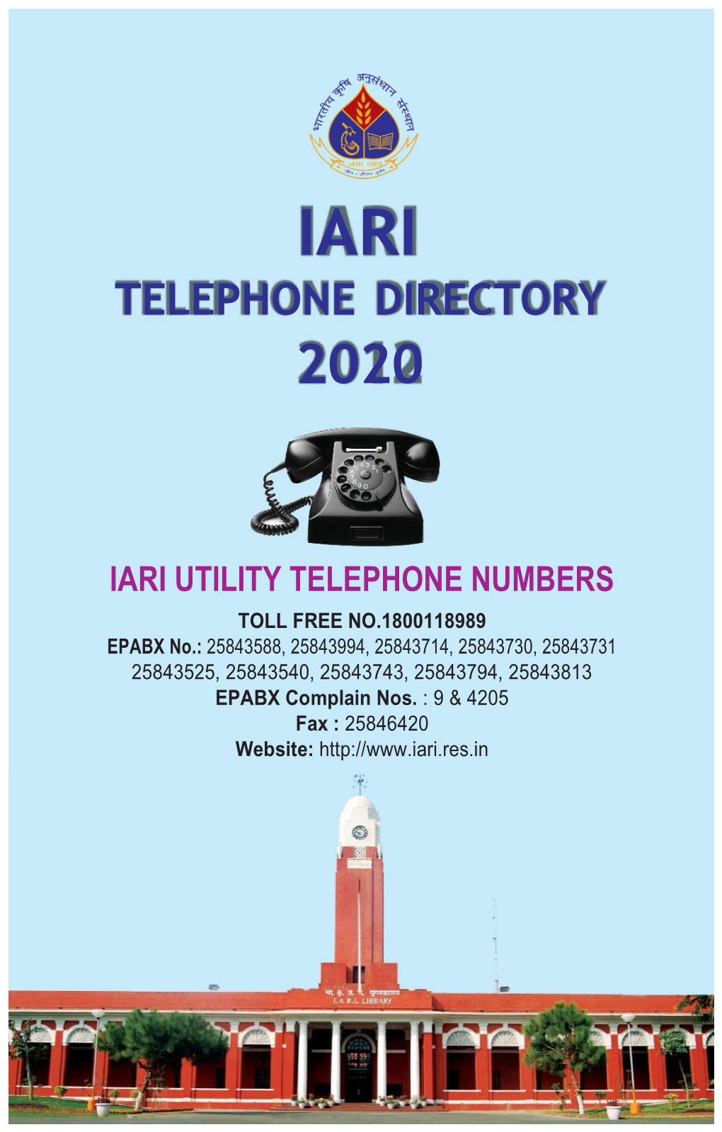 Telephone Directory of IARI As on Oct 2020