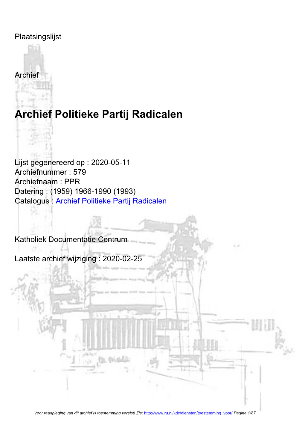 Archief Politieke Partij Radicalen