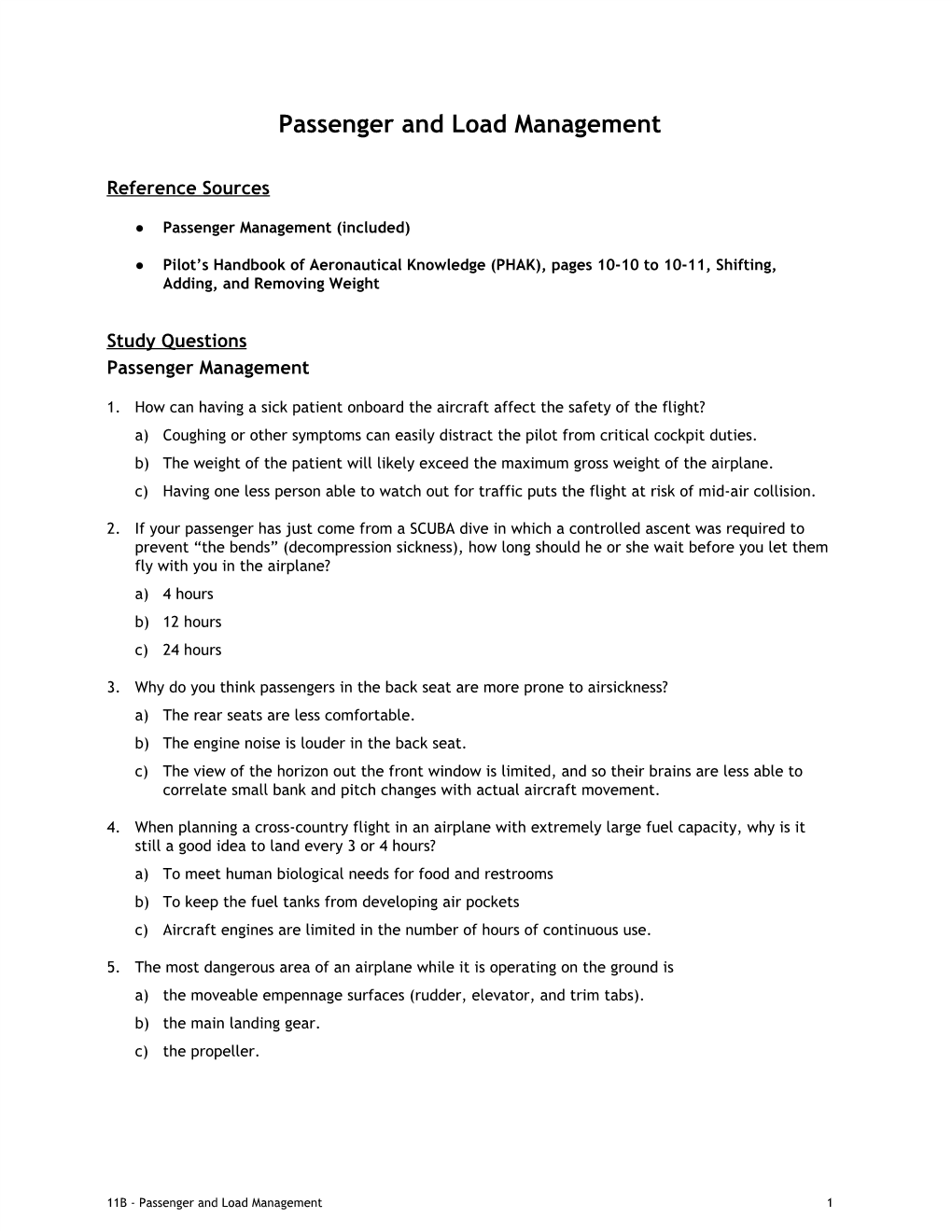 Passenger and Load Management