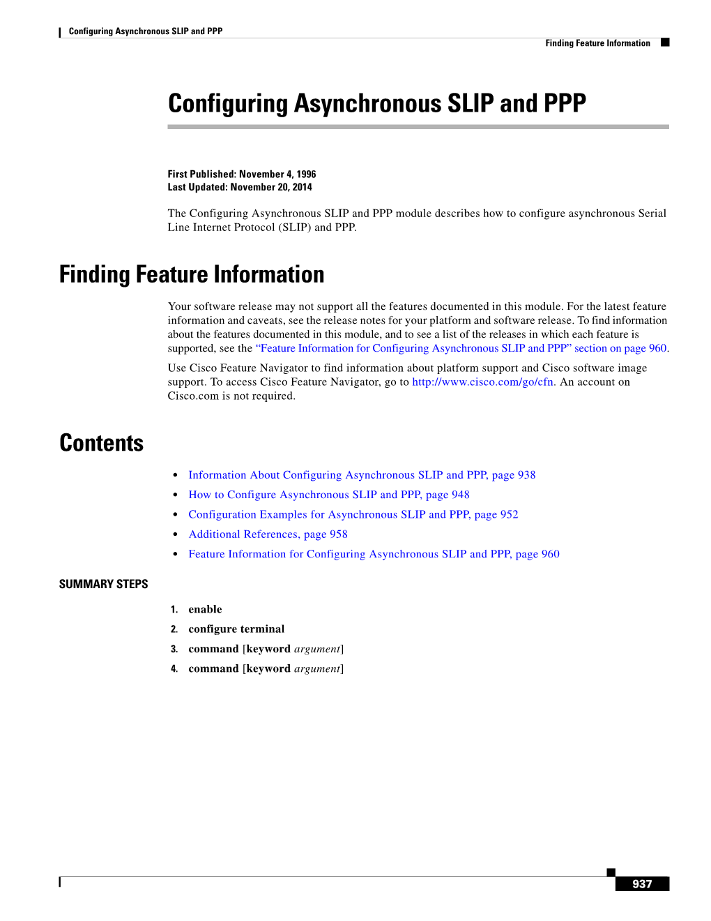 Configuring Asynchronous SLIP and PPP Finding Feature Information