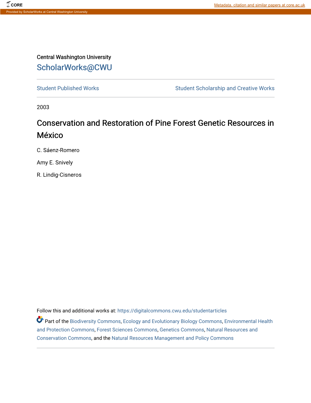 Conservation and Restoration of Pine Forest Genetic Resources in México