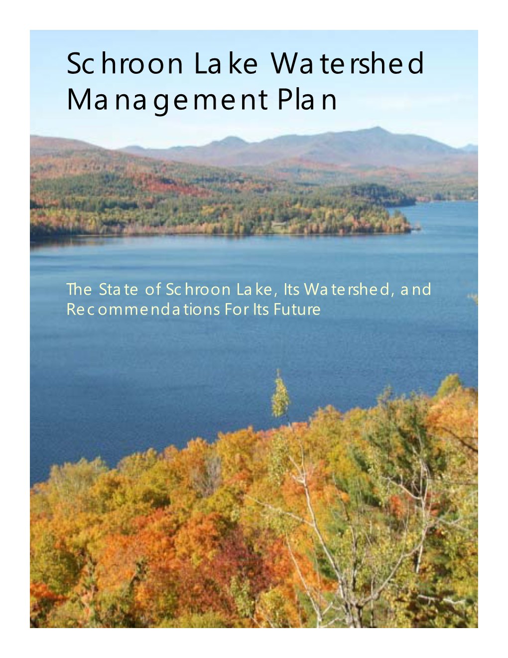 Schroon Lake Watershed Management Plan