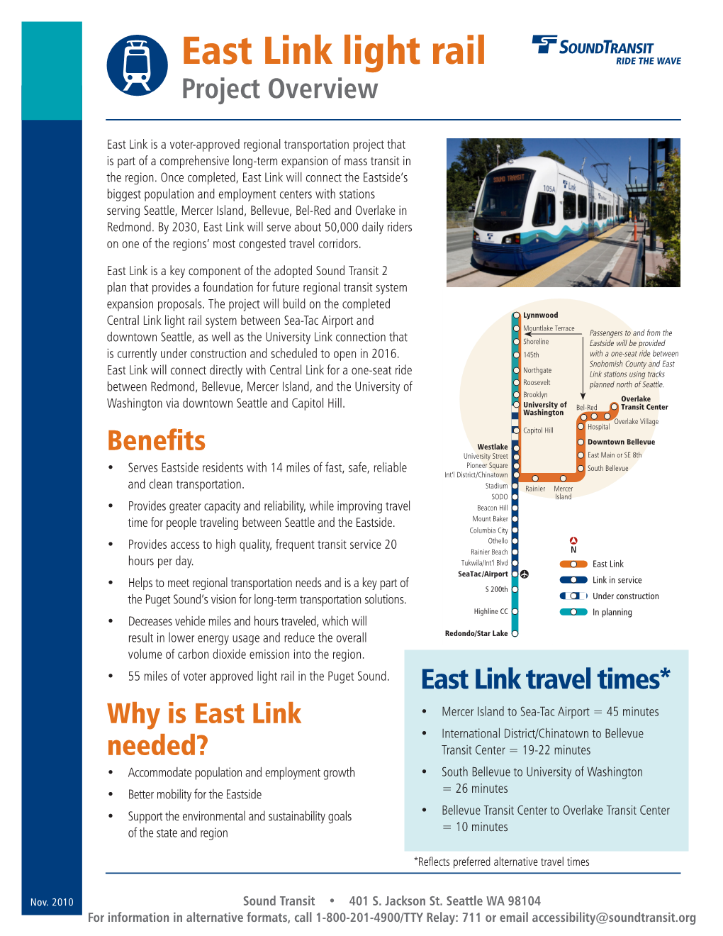 East Link Is a Voter-Approved Regional Transportation Project That Is Part of a Comprehensive Long-Term Expansion of Mass Transit in the Region