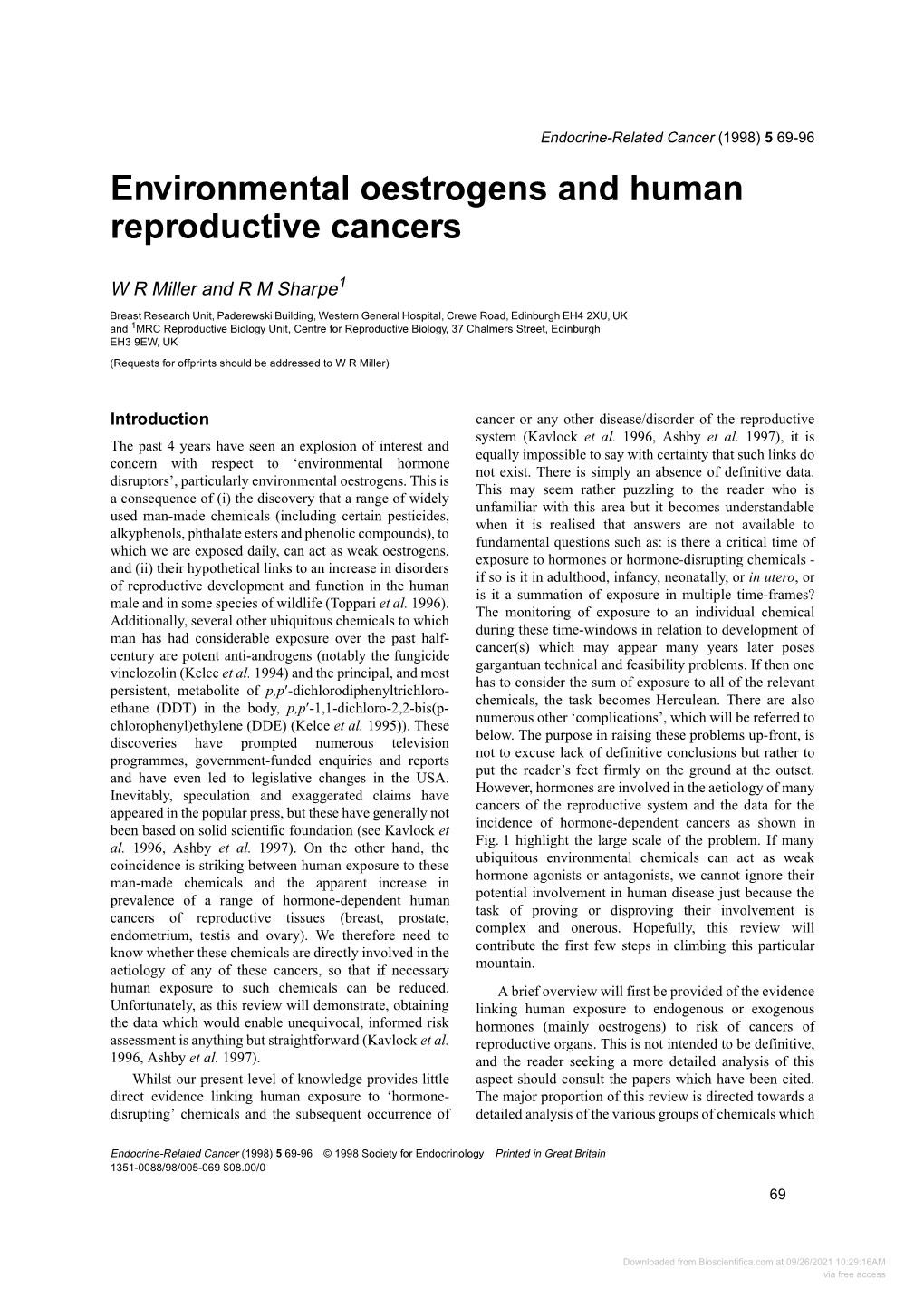 Environmental Oestrogens and Human Reproductive Cancers