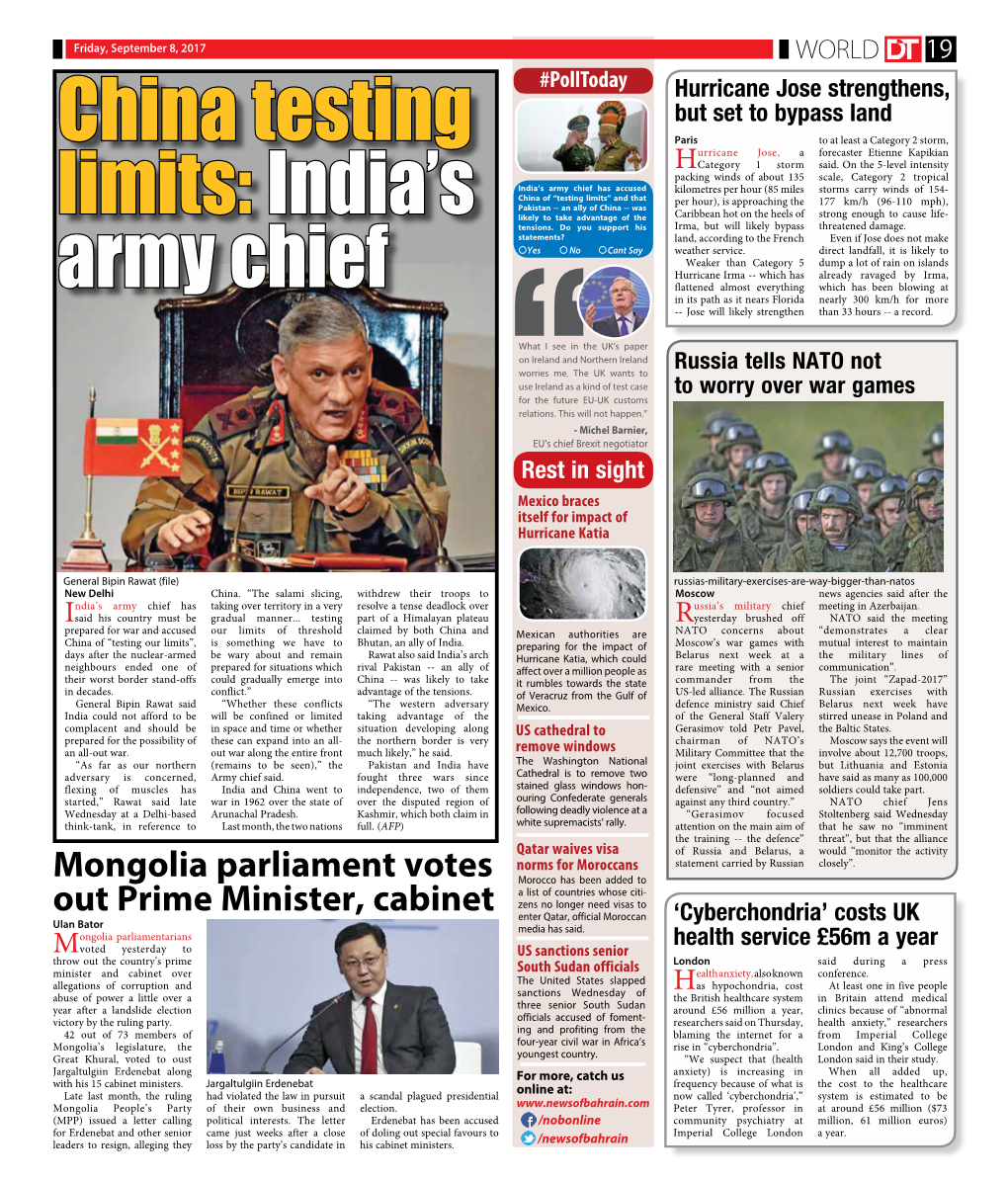 China Testing Limits:India's Army Chief