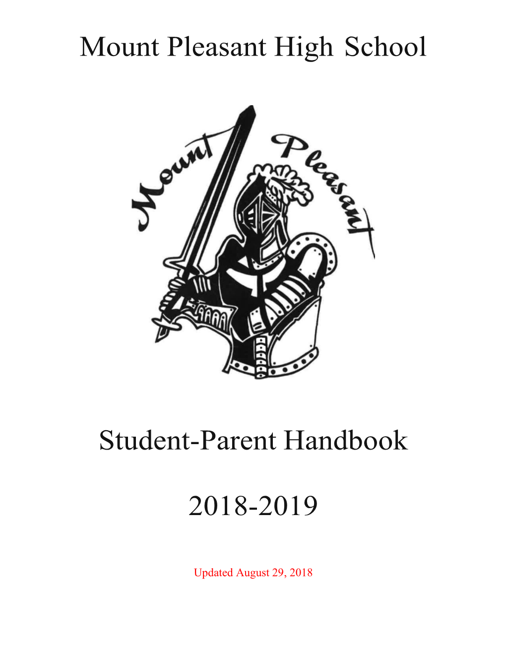 Mount Pleasant High School Student-Parent Handbook 2018-2019