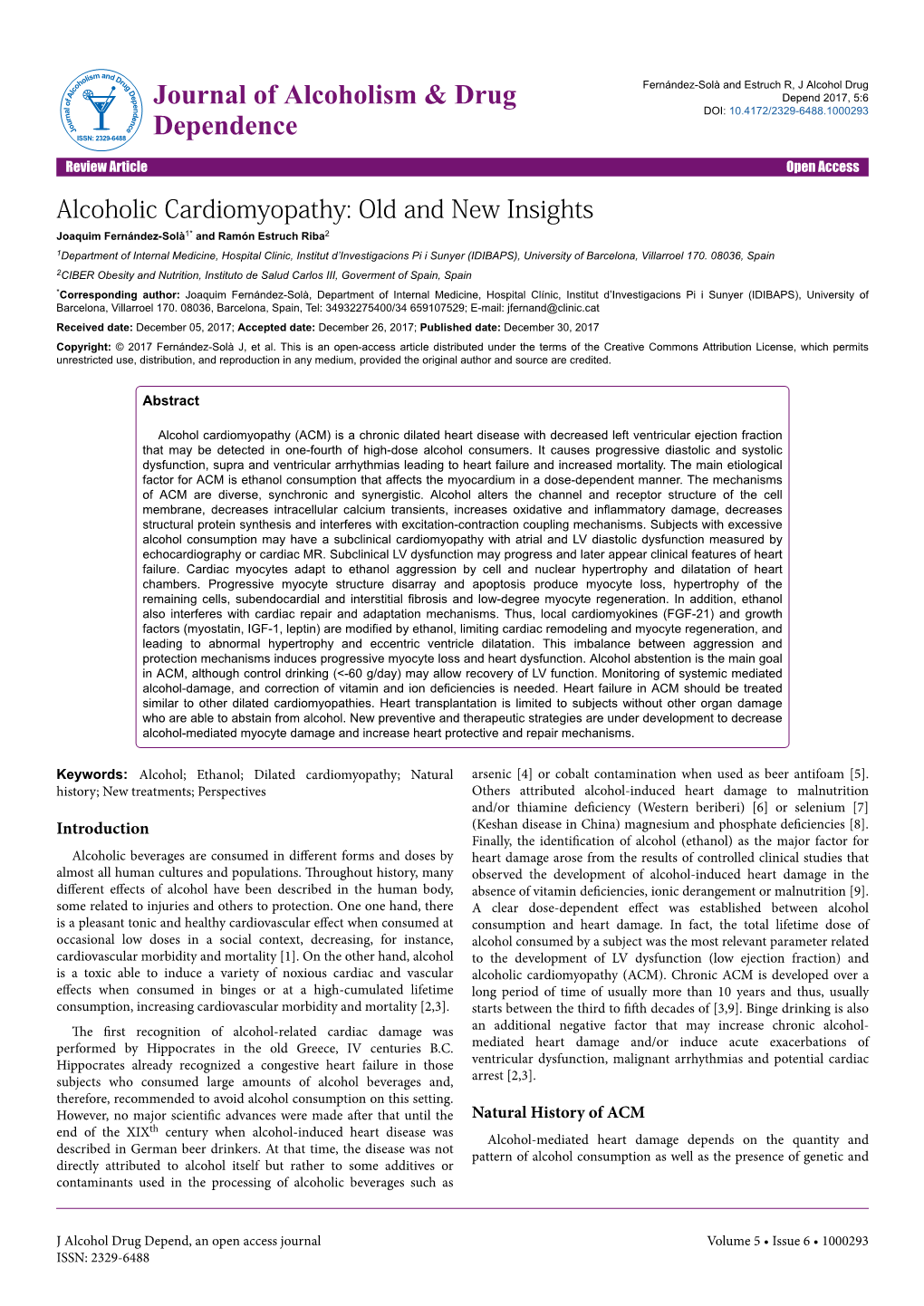 Alcoholic Cardiomyopathy: Old and New Insights