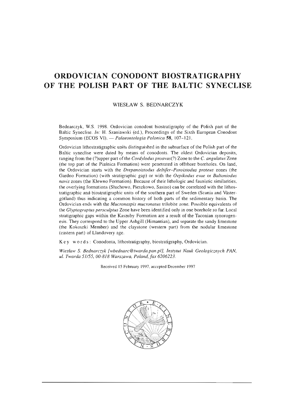 Ordovician Conodont Biostratigraphy of the Polish Part of the Baltic Syneclise