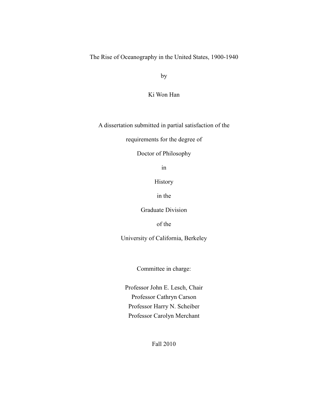 The Rise of Oceanography in the United States, 1900-1940