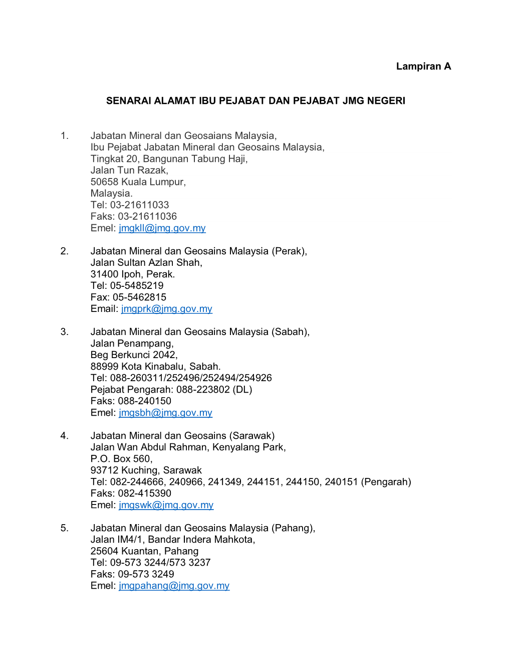 Lampiran a Senarai Alamat JMG Negeri.Pdf