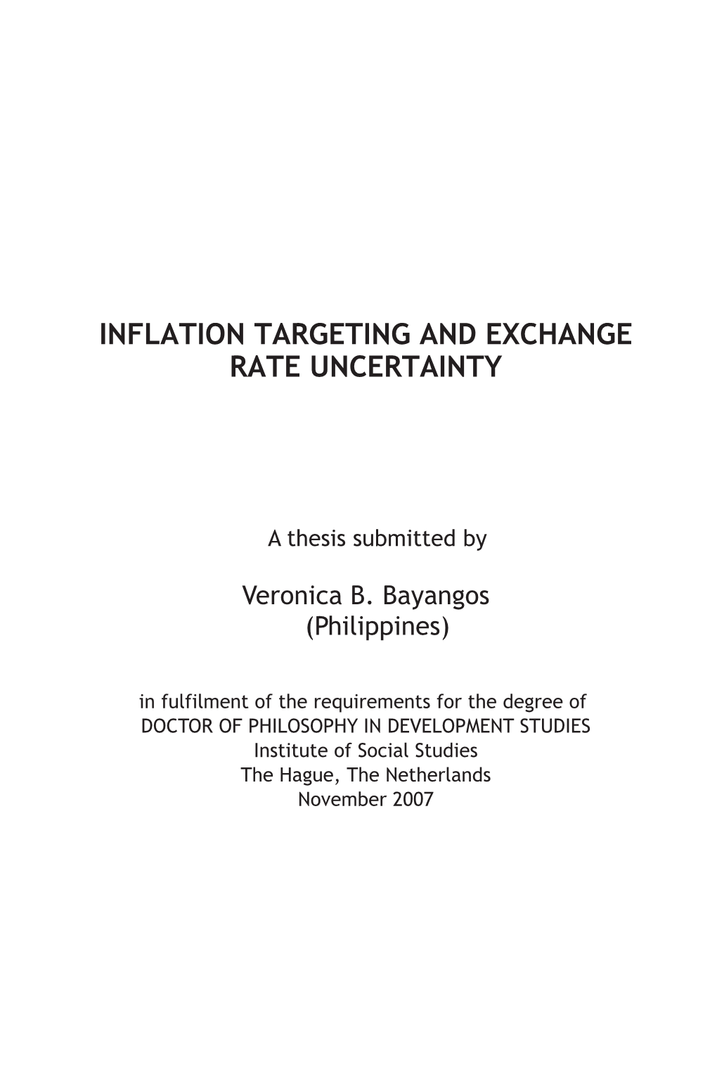 Inflation Targeting and Exchange Rate Uncertainty