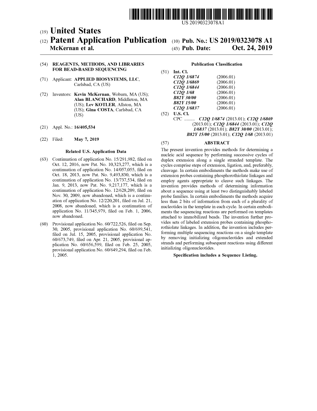 Patent Application Publication ( 10 ) Pub . No . : US 2019 / 0323078 A1