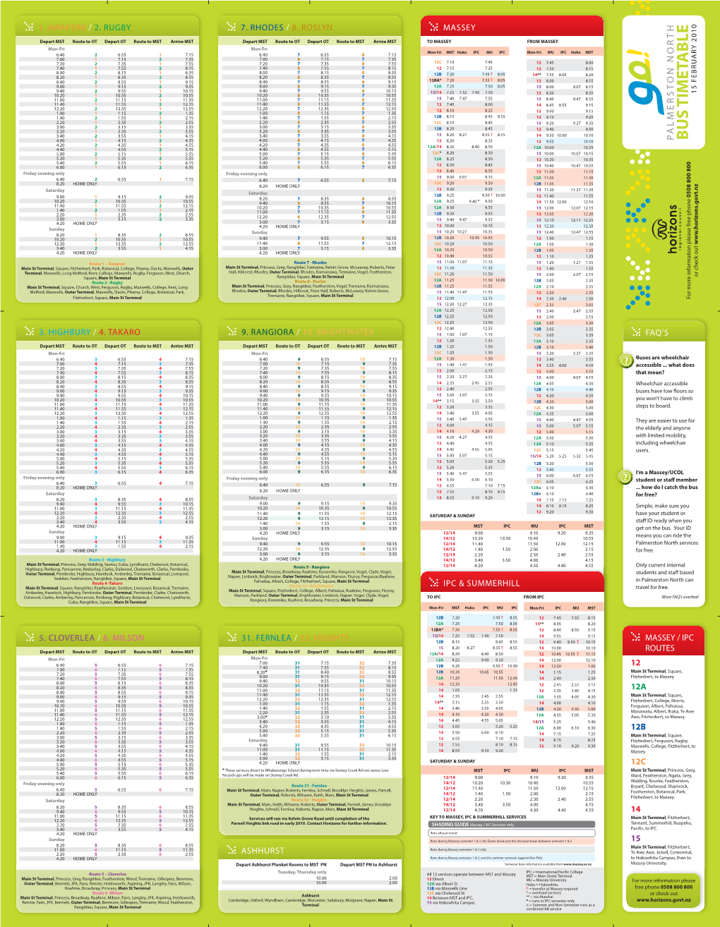 BUS TIMETABLE Or Check out 15 FEBRUARY 2010 PROVIDING THESE SERVICES for YOU FARE INFORMATION HOW to USE THIS BUS TIMETABLE FAQ’S