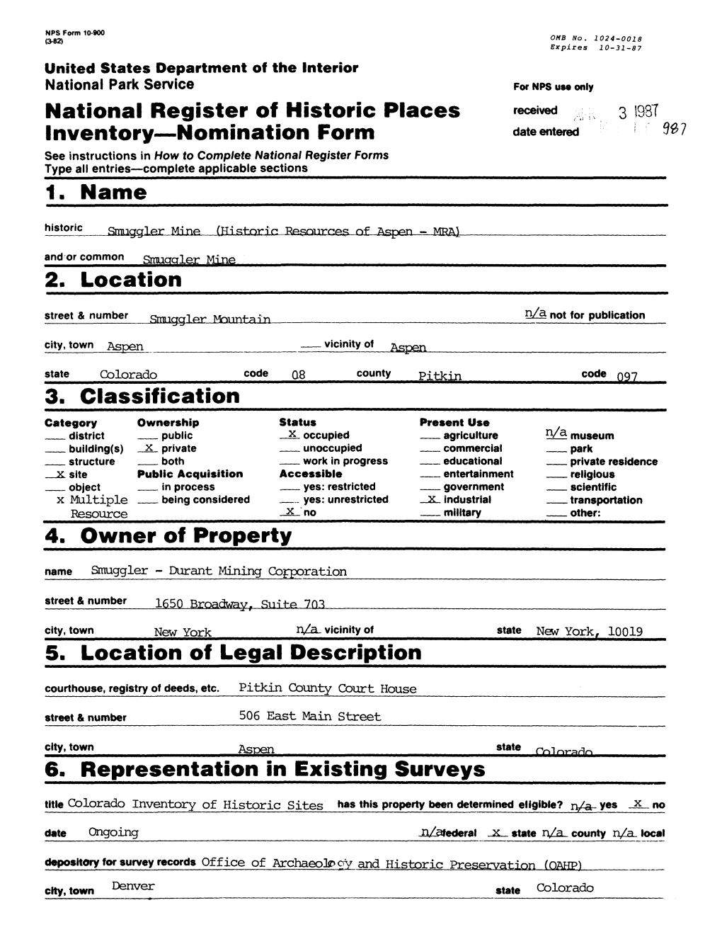 National Register of Historic Places Inventory—Nomination Form