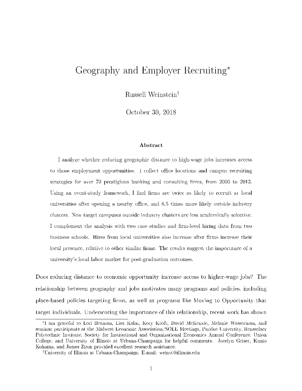 Geography and Employer Recruiting∗