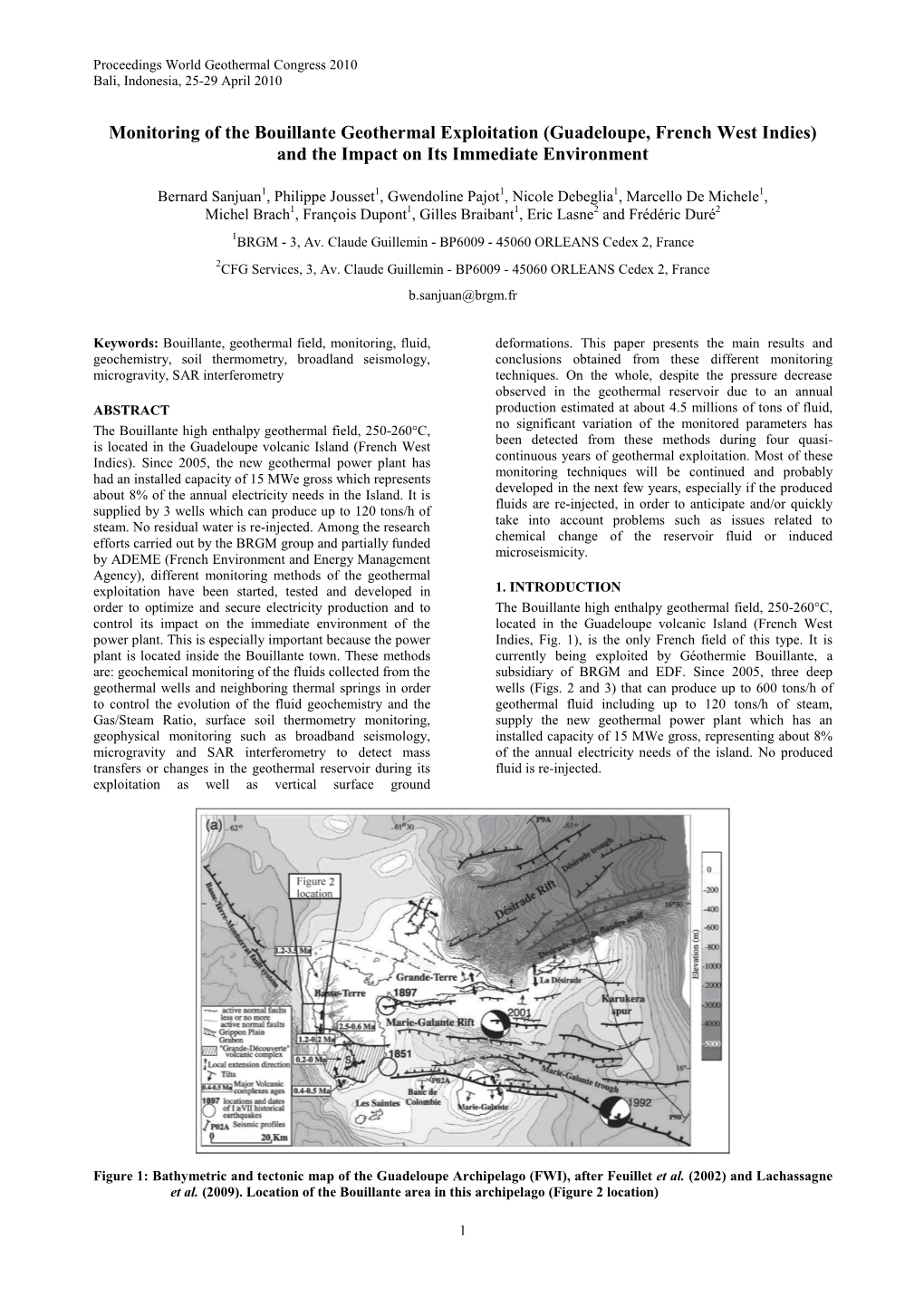 Monitoring of the Bouillante Geothermal Exploitation (Guadeloupe, French West Indies) and the Impact on Its Immediate Environment