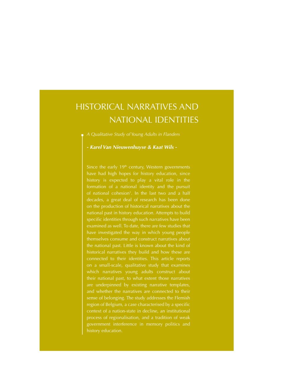 Historical Narratives and National Identities