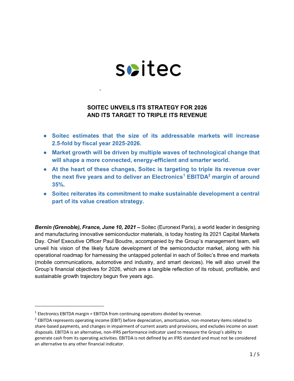 Soitec Unveils Its Strategy for 2026 and Its Target to Triple Its Revenue