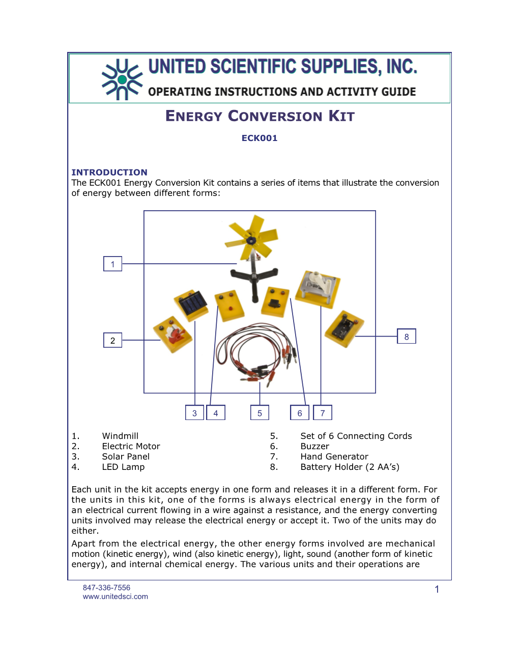 United Scientific Supplies Energy Conversion Activity