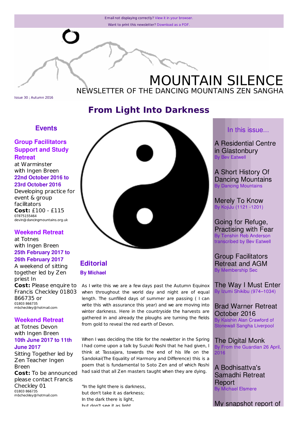 Dancing Mountains Newsletter