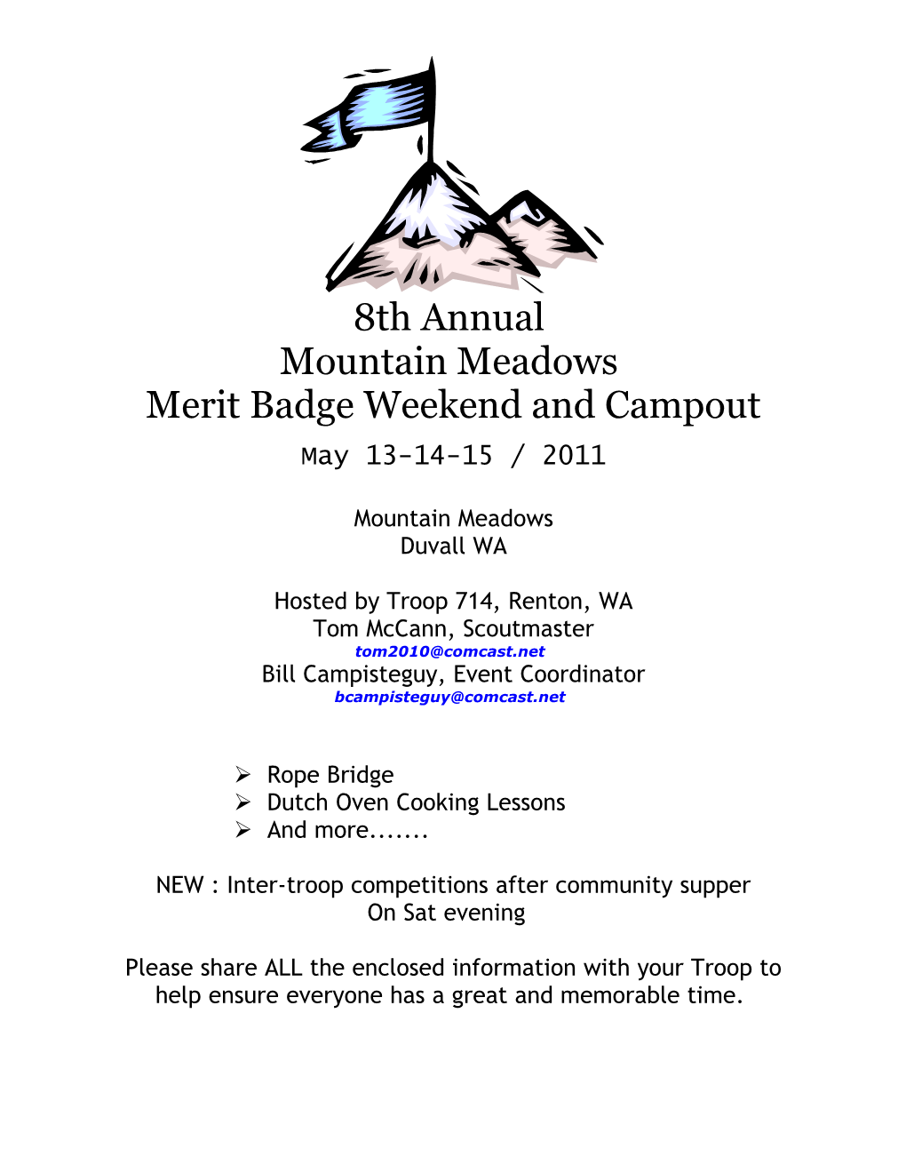 Merit Badge Weekend and Campout