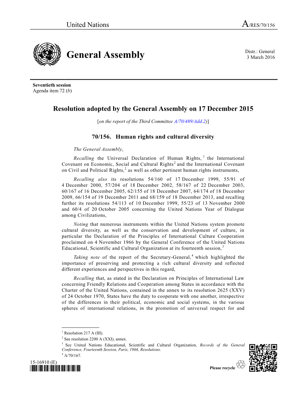 General Assembly 3 March 2016