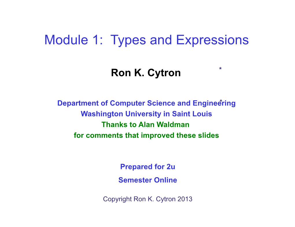 Module 1: Types and Expressions