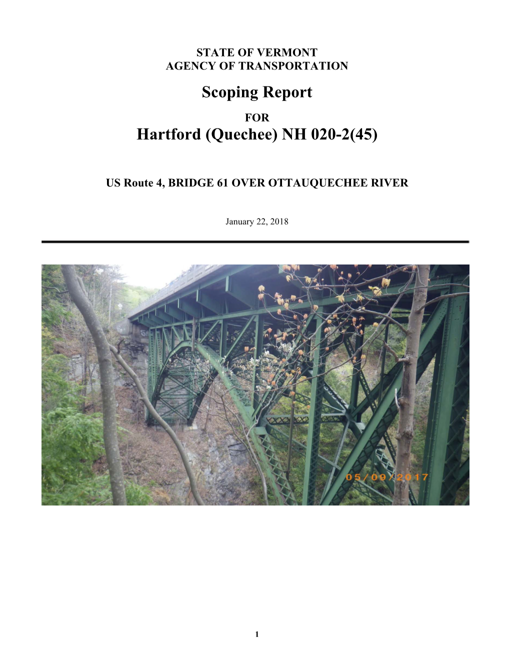 Scoping Report Hartford (Quechee) NH 020-2(45)