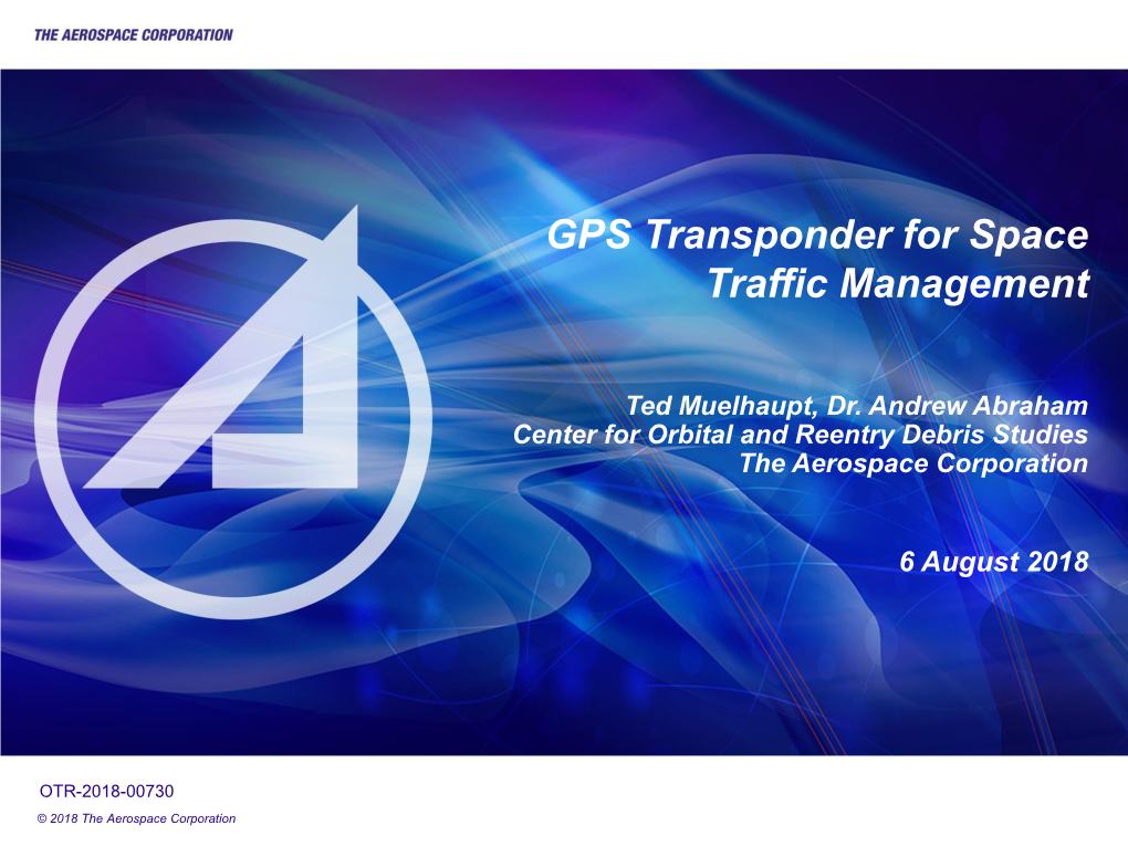 GPS Transponder for Space Traffic Management