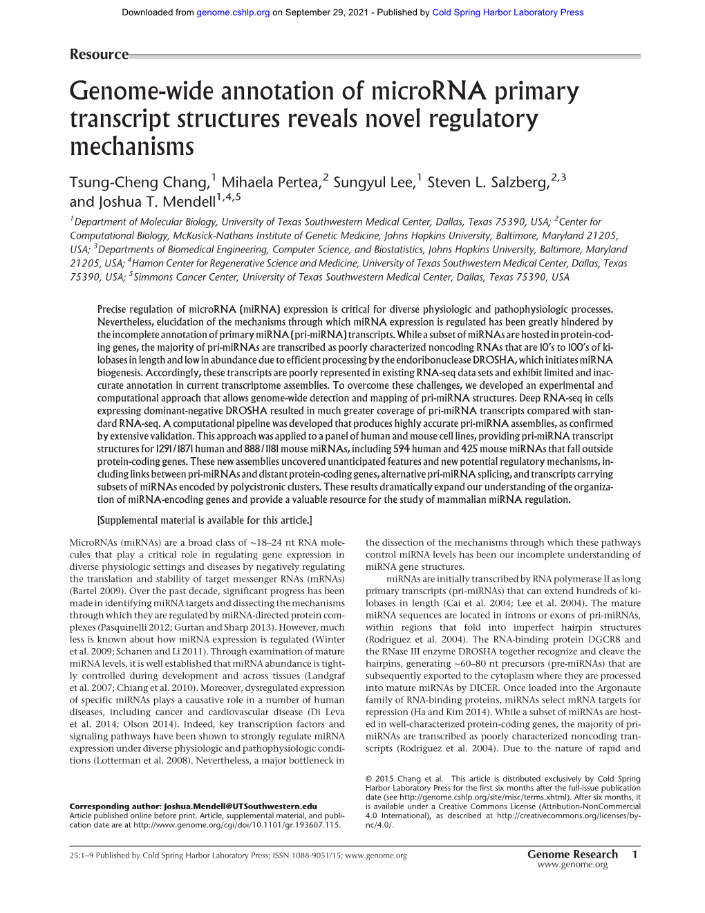 Genome-Wide Annotation of Microrna Primary Transcript Structures Reveals Novel Regulatory Mechanisms